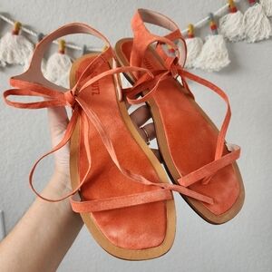 SCHUTZ Orange Suede Sandals